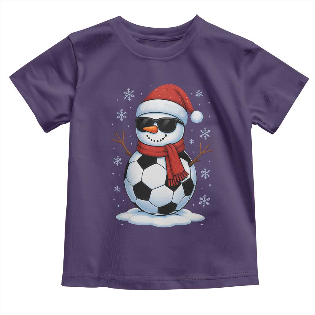 Christmas Soccer Snowman Toddler T Shirt Snowflakes Holiday Sports Xmas Pajamas Red Santa Hat - Wonder Print Shop