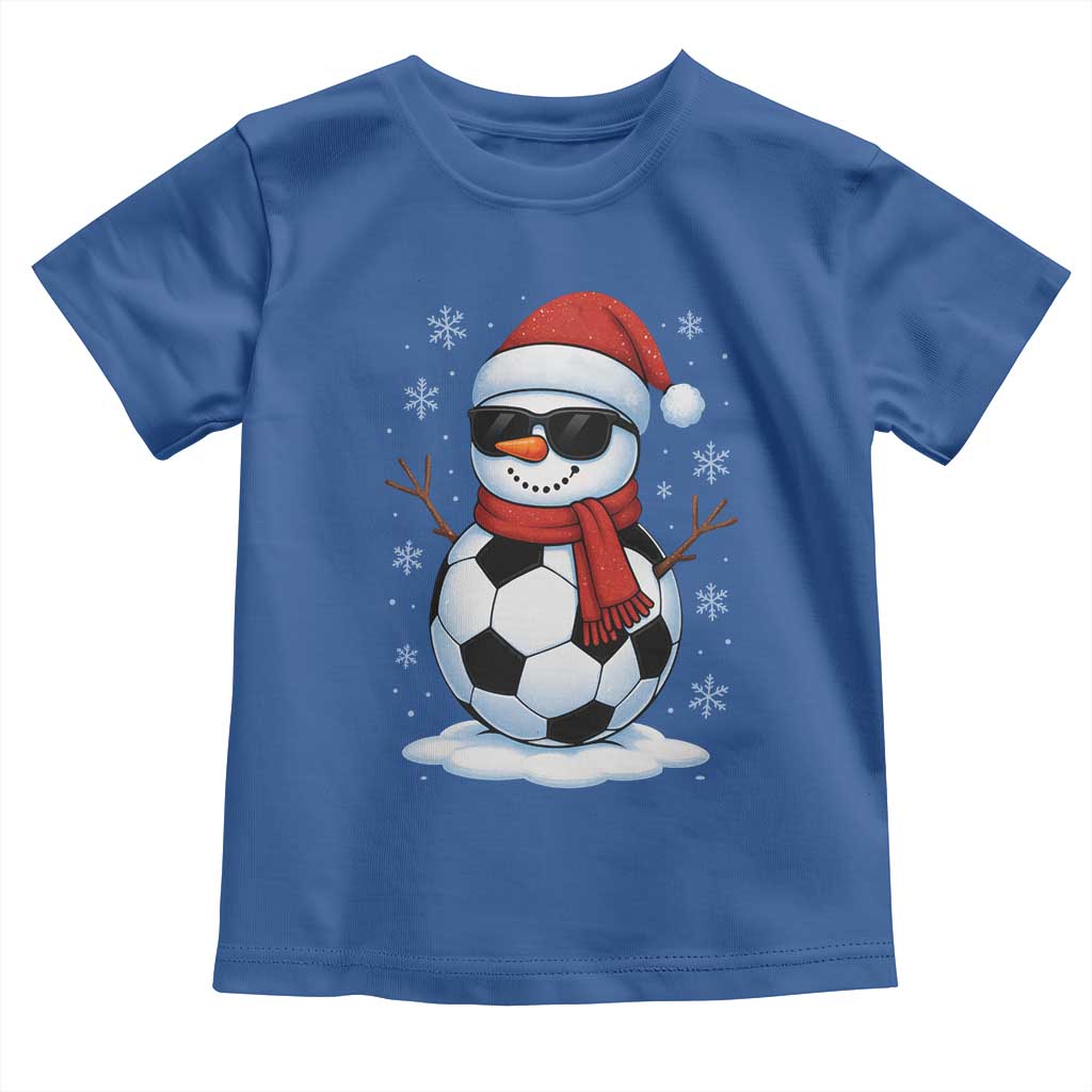 Christmas Soccer Snowman Toddler T Shirt Snowflakes Holiday Sports Xmas Pajamas Red Santa Hat - Wonder Print Shop