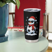 Christmas Soccer Snowman Tumbler Cup Snowflakes Holiday Sports Xmas Pajamas Red Santa Hat - Wonder Print Shop