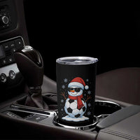 Christmas Soccer Snowman Tumbler Cup Snowflakes Holiday Sports Xmas Pajamas Red Santa Hat - Wonder Print Shop