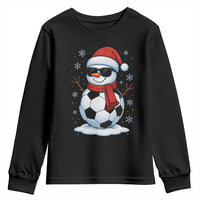 Christmas Soccer Snowman Youth Sweatshirt Snowflakes Holiday Sports Xmas Pajamas Red Santa Hat - Wonder Print Shop