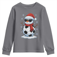 Christmas Soccer Snowman Youth Sweatshirt Snowflakes Holiday Sports Xmas Pajamas Red Santa Hat - Wonder Print Shop