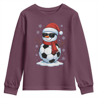 Christmas Soccer Snowman Youth Sweatshirt Snowflakes Holiday Sports Xmas Pajamas Red Santa Hat - Wonder Print Shop