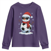 Christmas Soccer Snowman Youth Sweatshirt Snowflakes Holiday Sports Xmas Pajamas Red Santa Hat - Wonder Print Shop