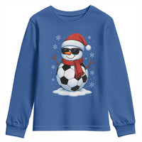 Christmas Soccer Snowman Youth Sweatshirt Snowflakes Holiday Sports Xmas Pajamas Red Santa Hat - Wonder Print Shop
