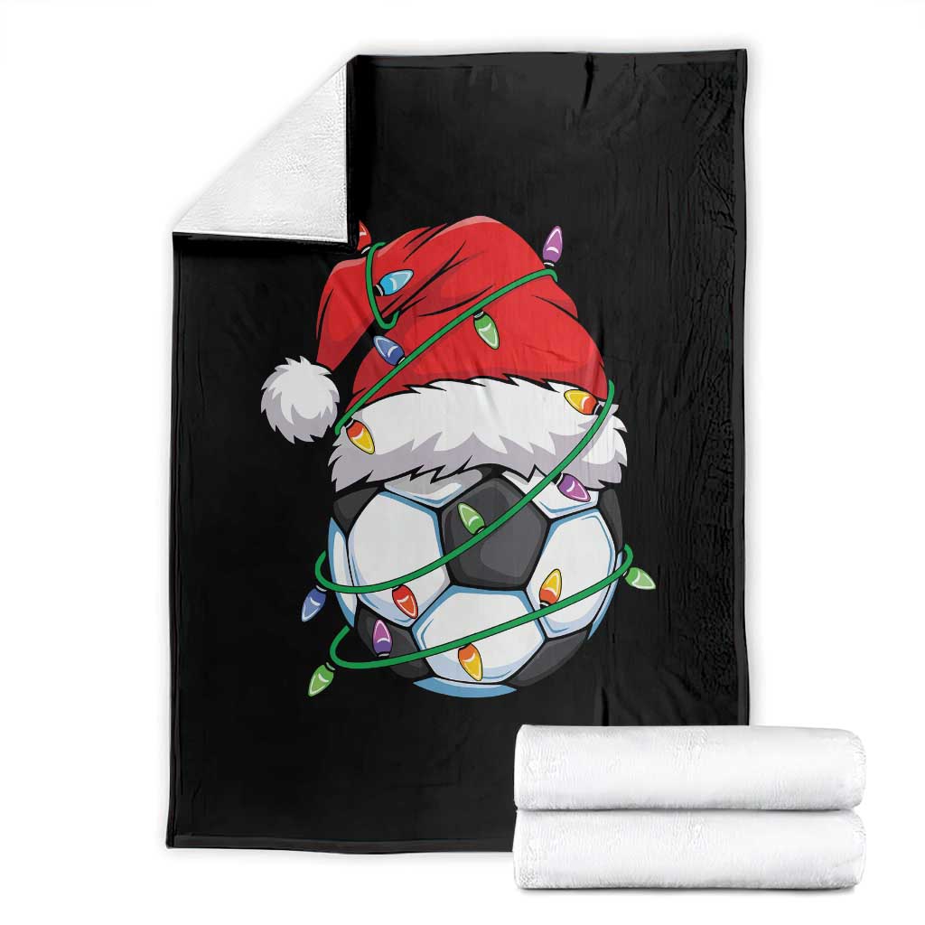 Soccer Christmas Throw Blanket Santa Hat Sports Xmas Pajamas - Wonder Print Shop