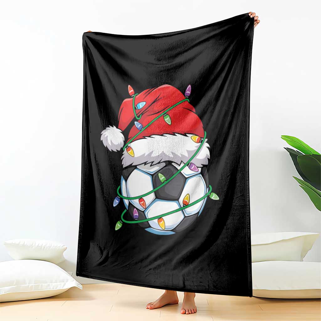 Soccer Christmas Throw Blanket Santa Hat Sports Xmas Pajamas - Wonder Print Shop