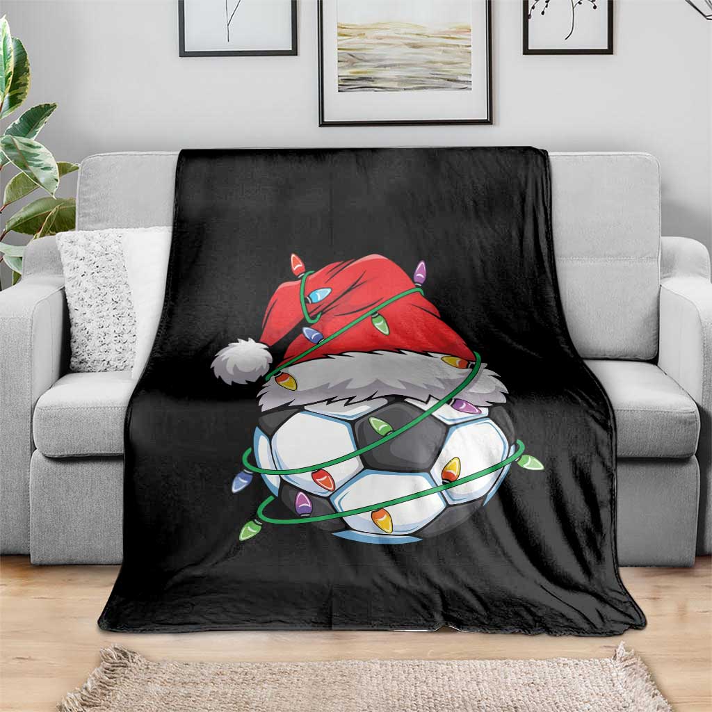 Soccer Christmas Throw Blanket Santa Hat Sports Xmas Pajamas - Wonder Print Shop