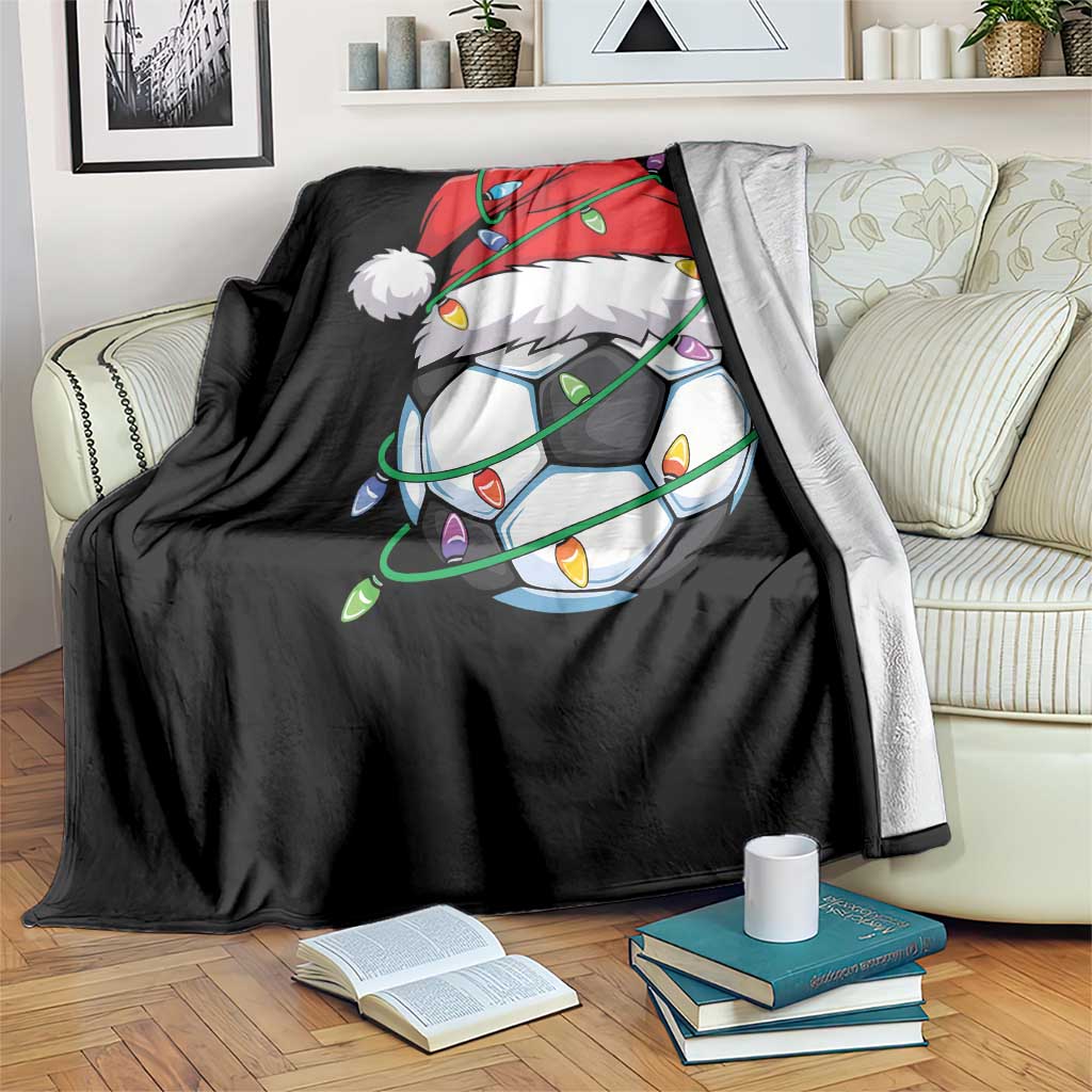 Soccer Christmas Throw Blanket Santa Hat Sports Xmas Pajamas - Wonder Print Shop