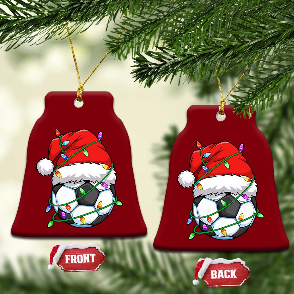 Soccer Christmas Ceramic Ornament Santa Hat Sports Xmas Pajamas - Wonder Print Shop