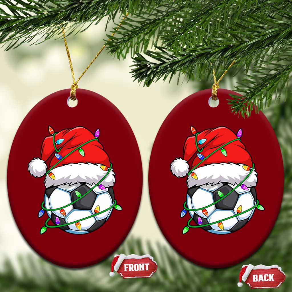 Soccer Christmas Ceramic Ornament Santa Hat Sports Xmas Pajamas - Wonder Print Shop