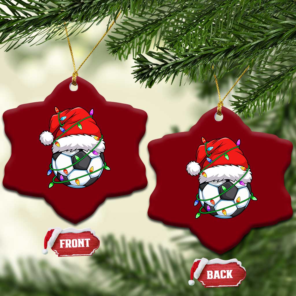 Soccer Christmas Ceramic Ornament Santa Hat Sports Xmas Pajamas - Wonder Print Shop