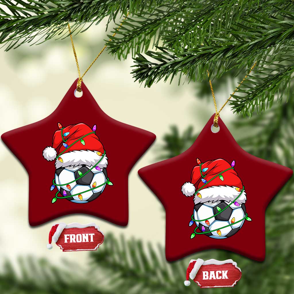 Soccer Christmas Ceramic Ornament Santa Hat Sports Xmas Pajamas - Wonder Print Shop