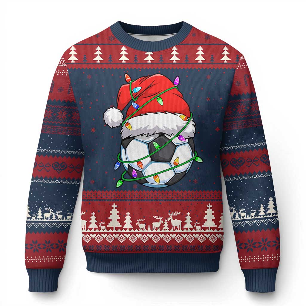 Soccer Xmas Ugly Christmas Sweater Santa Hat Sports Xmas Pajamas - Wonder Print Shop