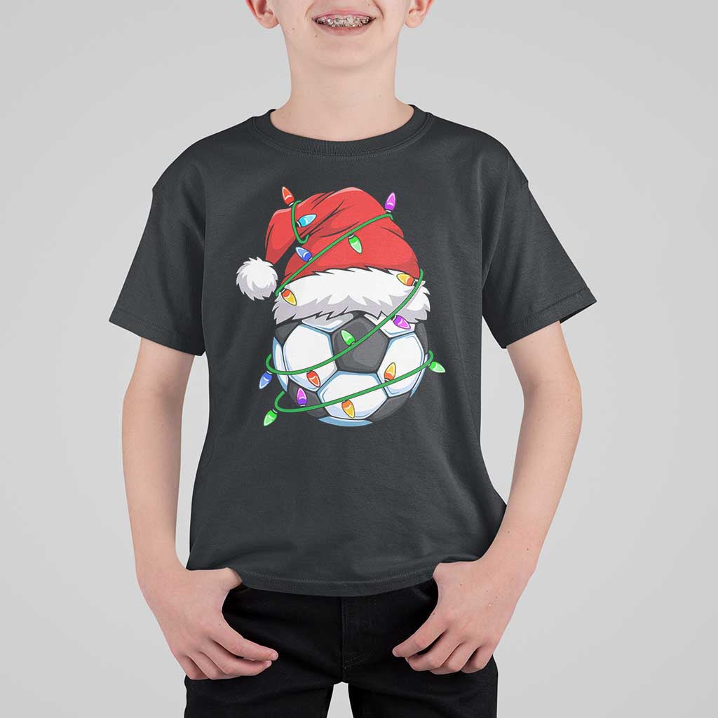 Soccer Christmas T Shirt For Kid Santa Hat Sports Xmas Pajamas - Wonder Print Shop