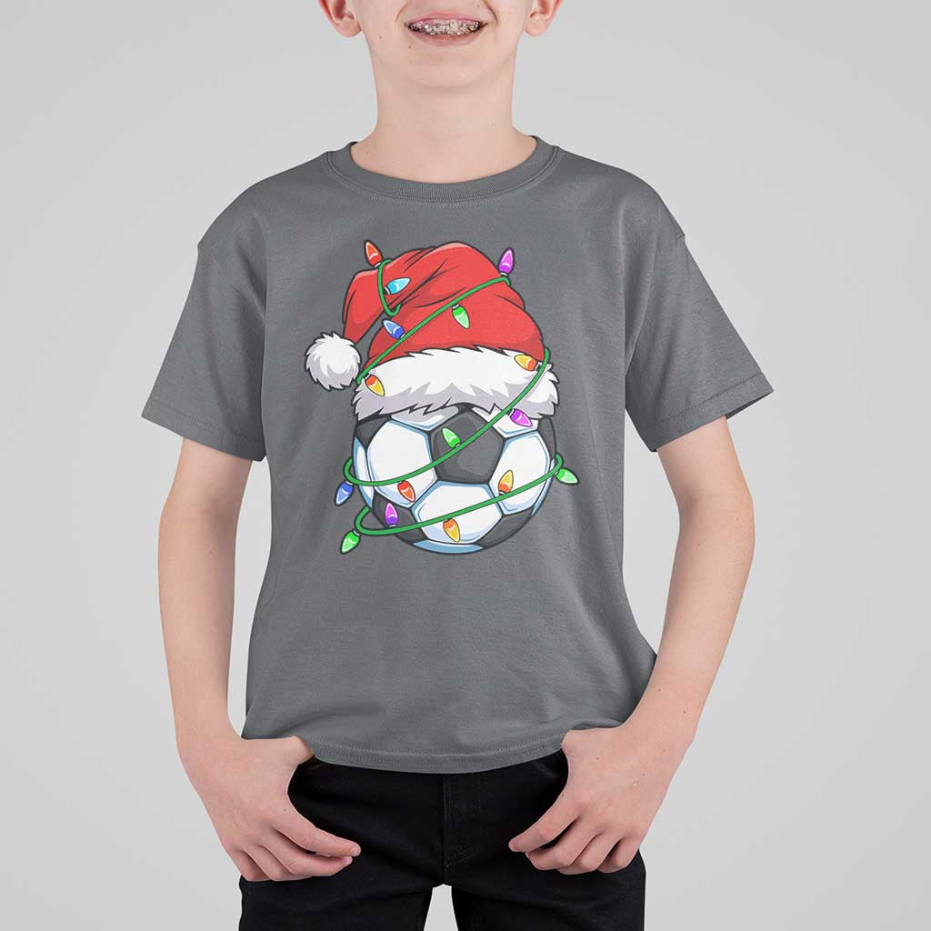 Soccer Christmas T Shirt For Kid Santa Hat Sports Xmas Pajamas - Wonder Print Shop