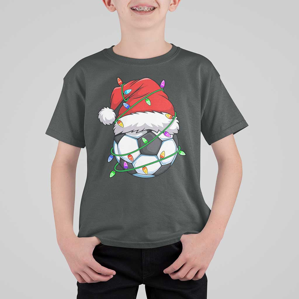 Soccer Christmas T Shirt For Kid Santa Hat Sports Xmas Pajamas - Wonder Print Shop