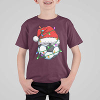 Soccer Christmas T Shirt For Kid Santa Hat Sports Xmas Pajamas - Wonder Print Shop