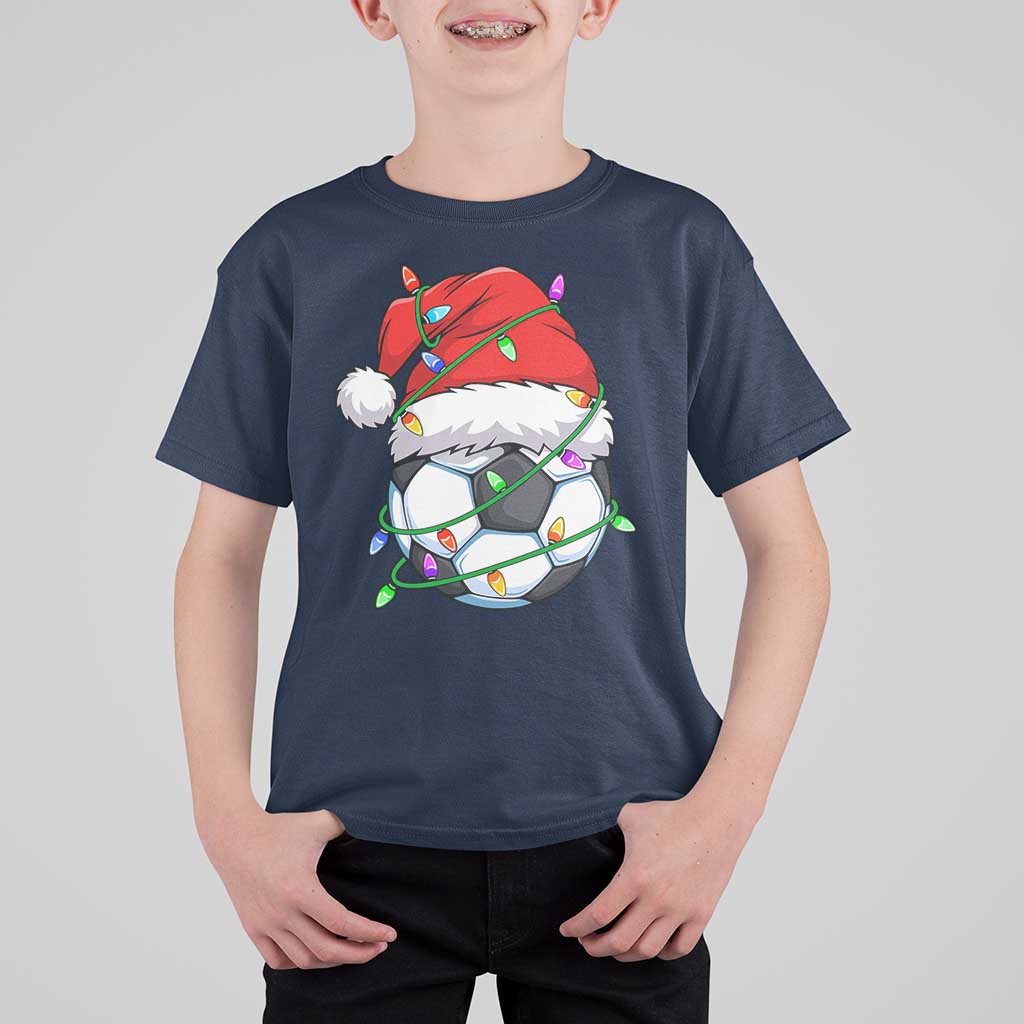 Soccer Christmas T Shirt For Kid Santa Hat Sports Xmas Pajamas - Wonder Print Shop