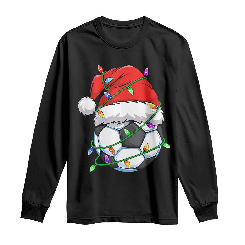 Soccer Christmas Long Sleeve Shirt Santa Hat Sports Xmas Pajamas - Wonder Print Shop