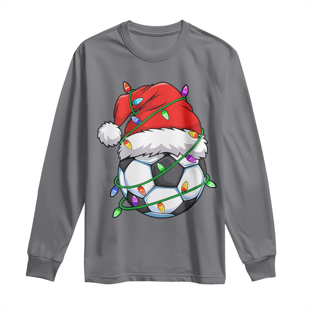 Soccer Christmas Long Sleeve Shirt Santa Hat Sports Xmas Pajamas - Wonder Print Shop