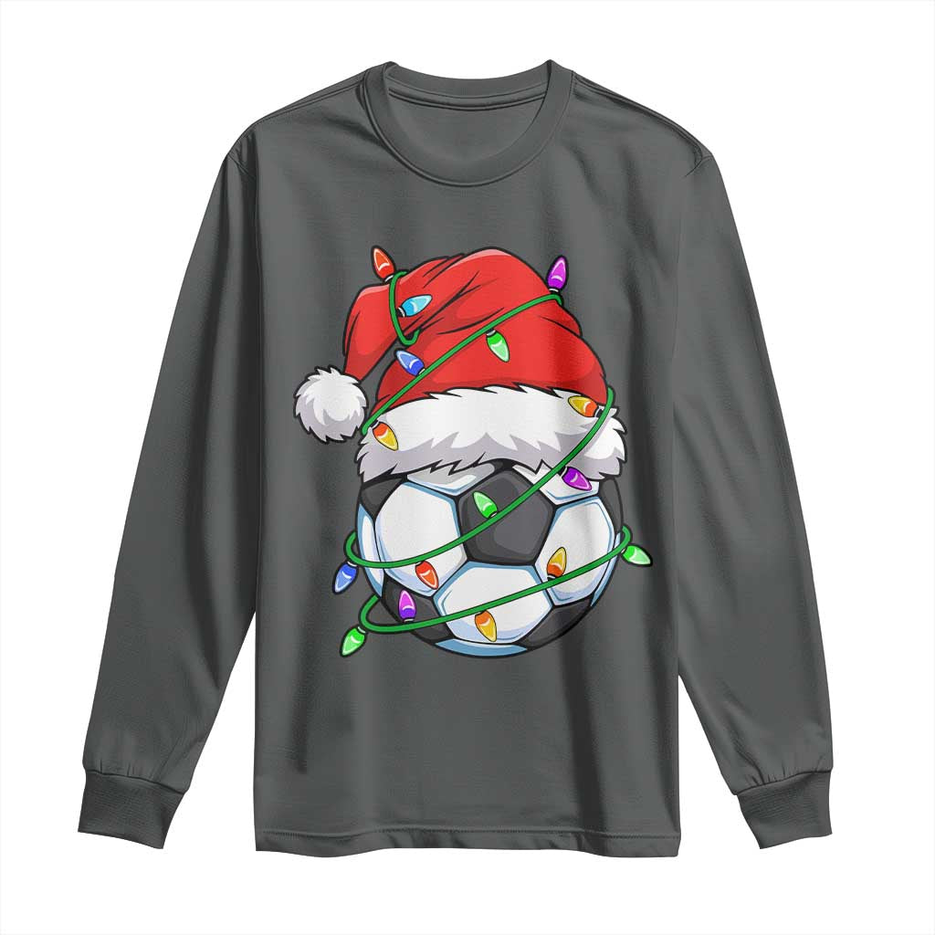 Soccer Christmas Long Sleeve Shirt Santa Hat Sports Xmas Pajamas - Wonder Print Shop