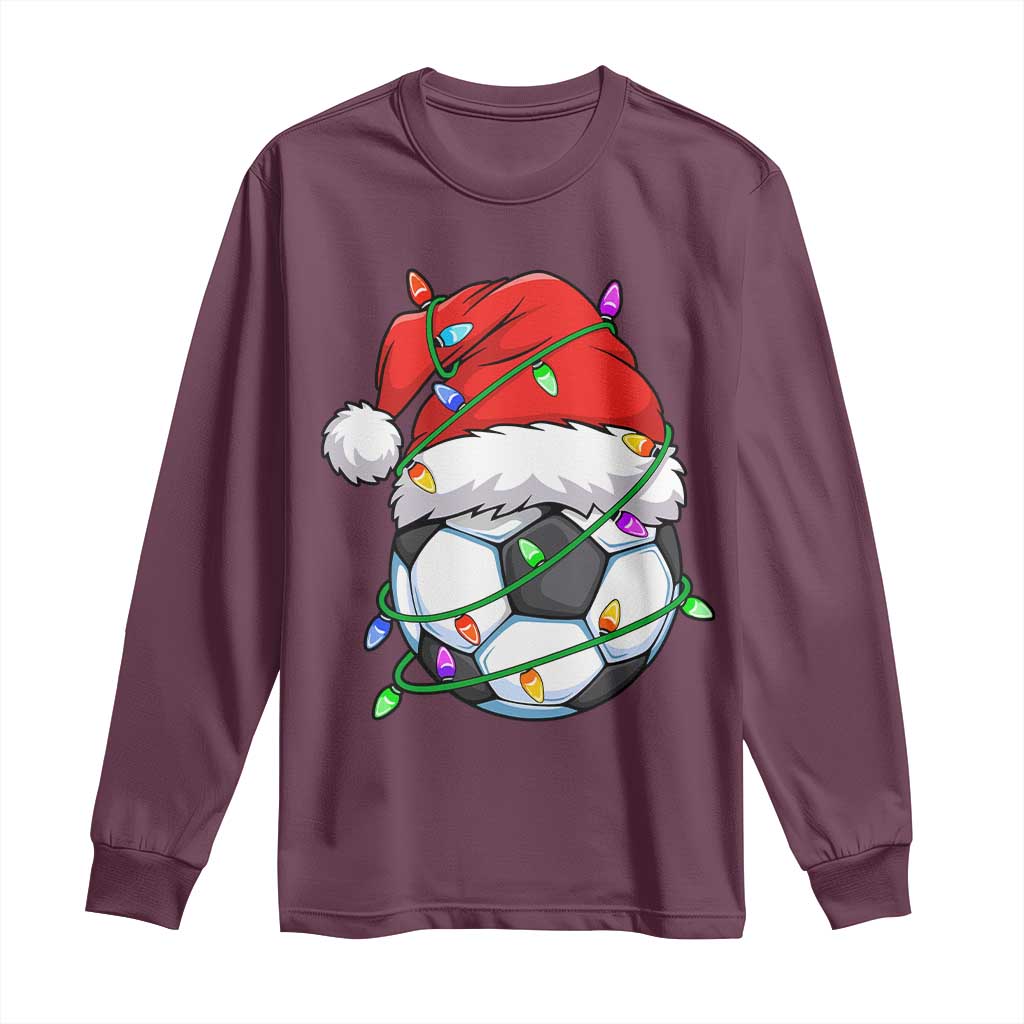 Soccer Christmas Long Sleeve Shirt Santa Hat Sports Xmas Pajamas - Wonder Print Shop