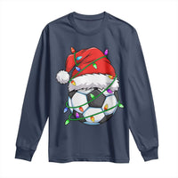 Soccer Christmas Long Sleeve Shirt Santa Hat Sports Xmas Pajamas - Wonder Print Shop