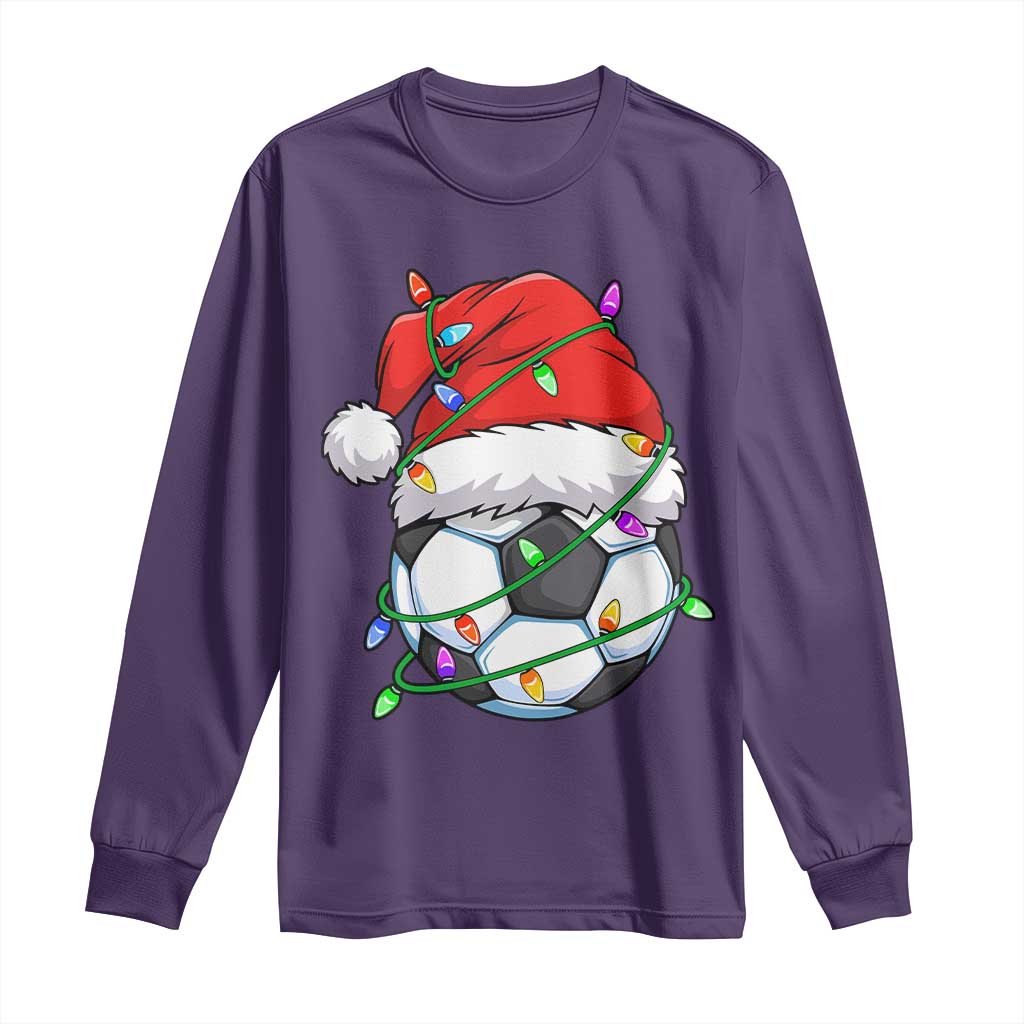 Soccer Christmas Long Sleeve Shirt Santa Hat Sports Xmas Pajamas - Wonder Print Shop