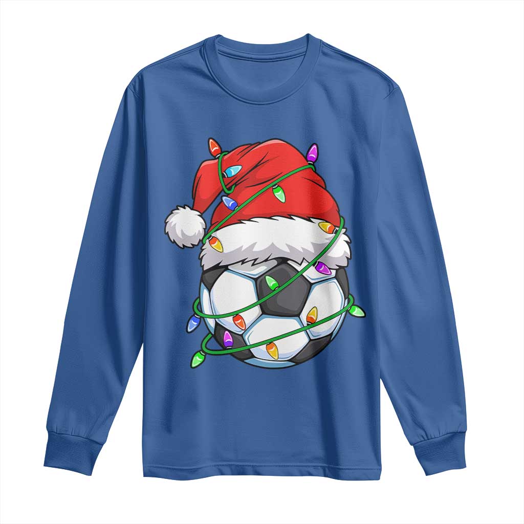 Soccer Christmas Long Sleeve Shirt Santa Hat Sports Xmas Pajamas - Wonder Print Shop