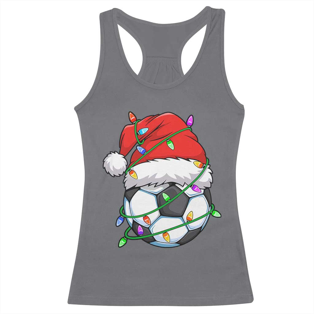 Soccer Christmas Racerback Tank Top Santa Hat Sports Xmas Pajamas - Wonder Print Shop