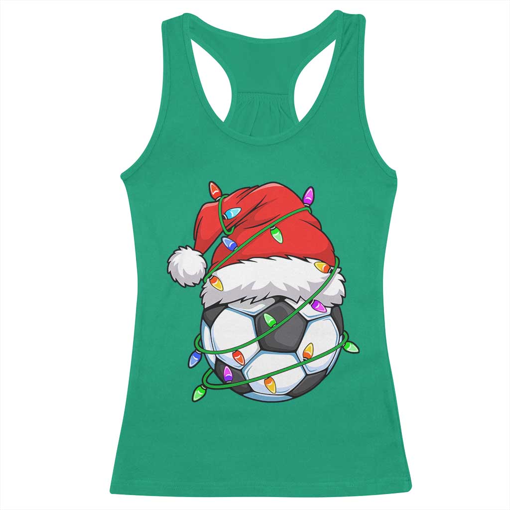 Soccer Christmas Racerback Tank Top Santa Hat Sports Xmas Pajamas - Wonder Print Shop
