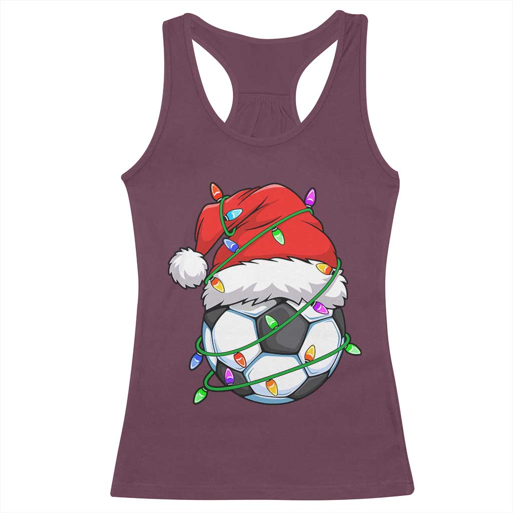 Soccer Christmas Racerback Tank Top Santa Hat Sports Xmas Pajamas - Wonder Print Shop