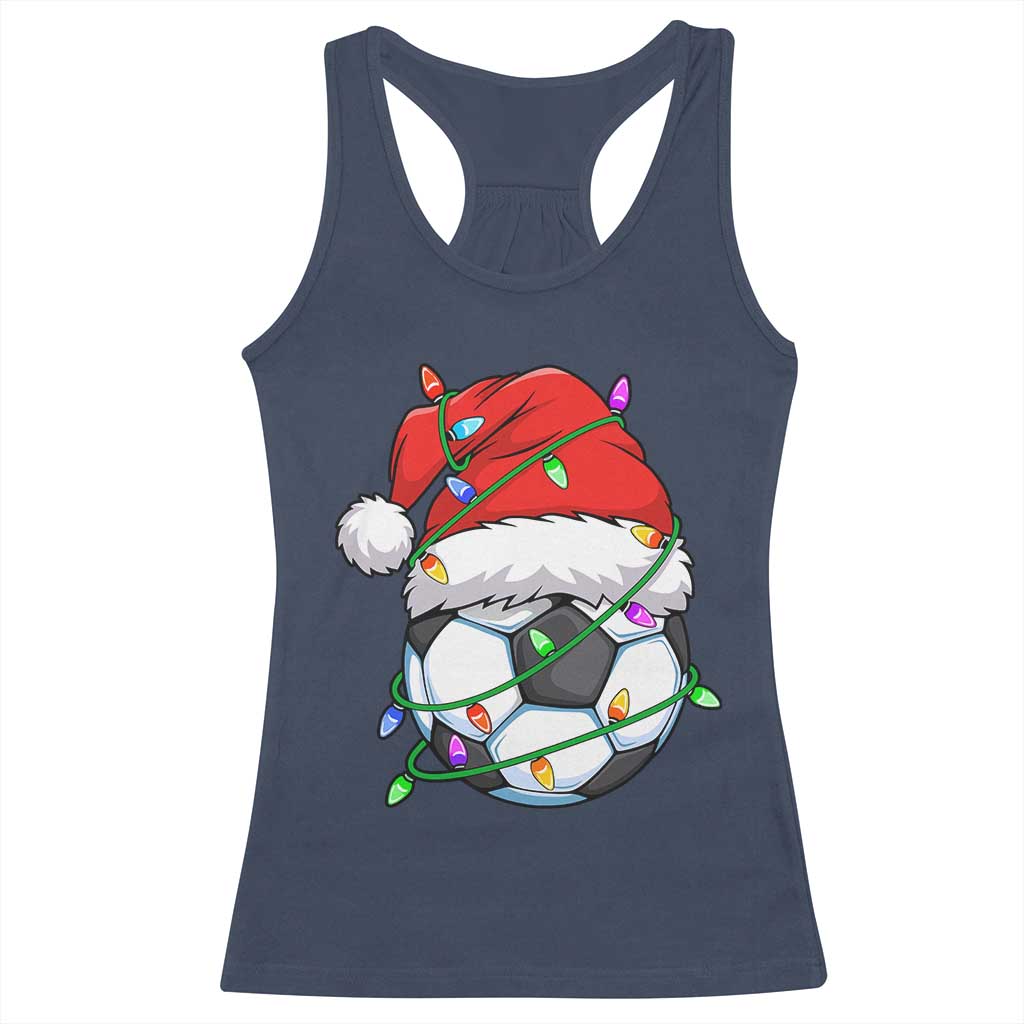 Soccer Christmas Racerback Tank Top Santa Hat Sports Xmas Pajamas - Wonder Print Shop