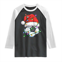 Soccer Christmas Raglan Shirt Santa Hat Sports Xmas Pajamas - Wonder Print Shop