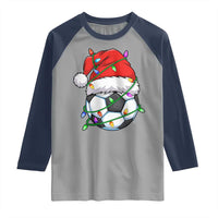 Soccer Christmas Raglan Shirt Santa Hat Sports Xmas Pajamas - Wonder Print Shop