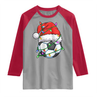 Soccer Christmas Raglan Shirt Santa Hat Sports Xmas Pajamas - Wonder Print Shop