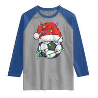 Soccer Christmas Raglan Shirt Santa Hat Sports Xmas Pajamas - Wonder Print Shop