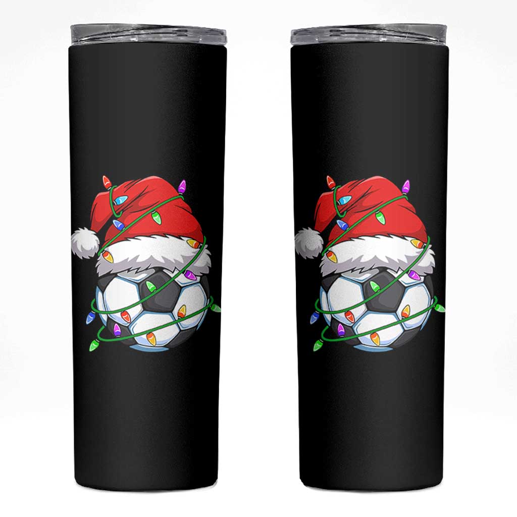 Soccer Christmas Skinny Tumbler Santa Hat Sports Xmas Pajamas - Wonder Print Shop