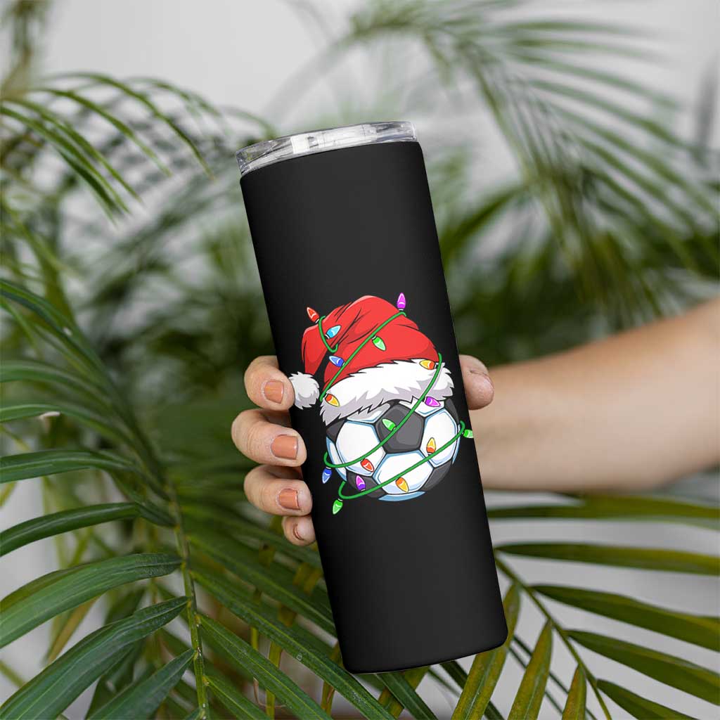 Soccer Christmas Skinny Tumbler Santa Hat Sports Xmas Pajamas - Wonder Print Shop