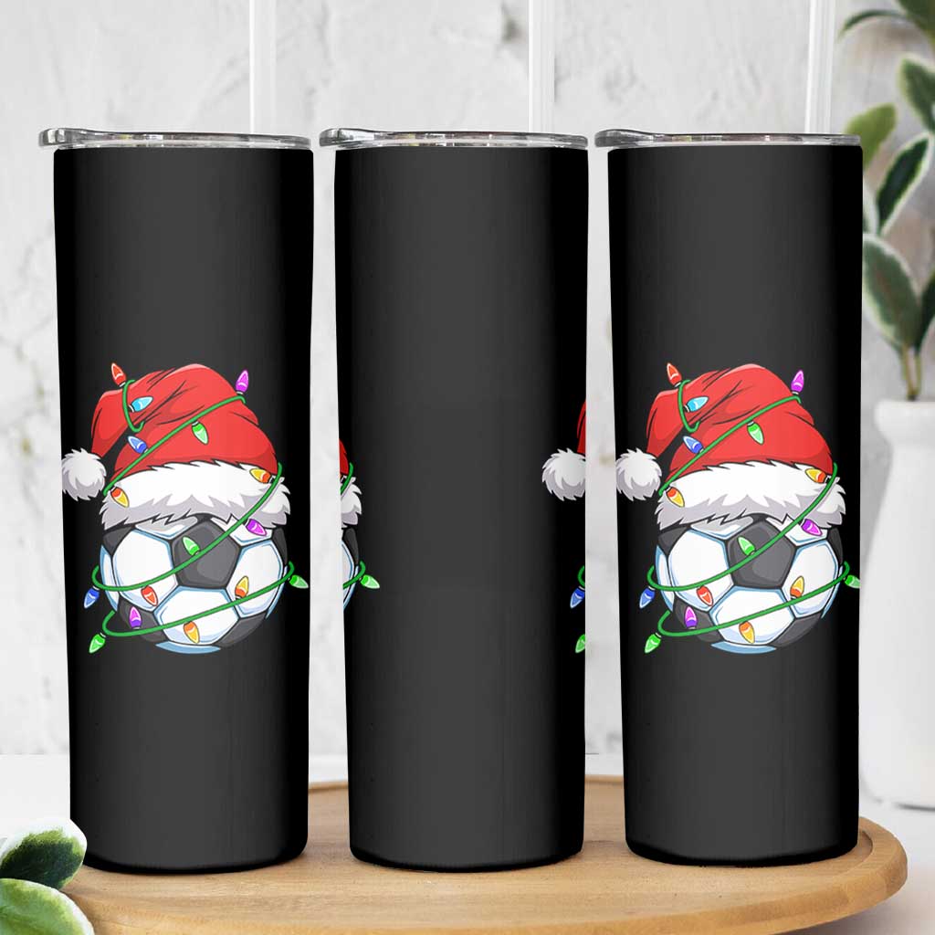 Soccer Christmas Skinny Tumbler Santa Hat Sports Xmas Pajamas - Wonder Print Shop