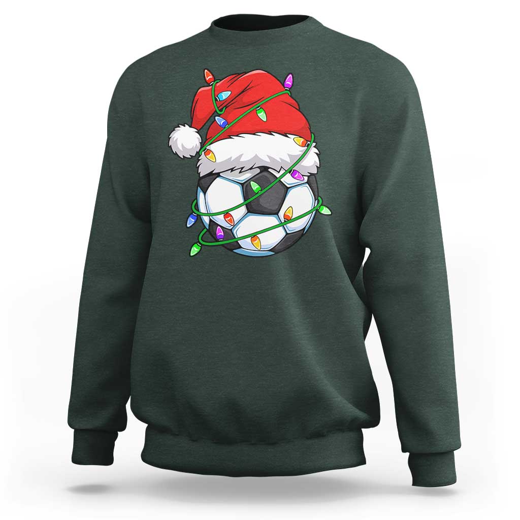 Soccer Christmas Sweatshirt Santa Hat Sports Xmas Pajamas - Wonder Print Shop