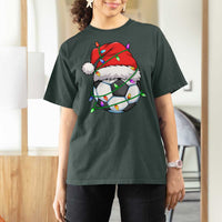 Soccer Christmas T Shirt For Women Santa Hat Sports Xmas Pajamas - Wonder Print Shop