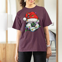 Soccer Christmas T Shirt For Women Santa Hat Sports Xmas Pajamas - Wonder Print Shop