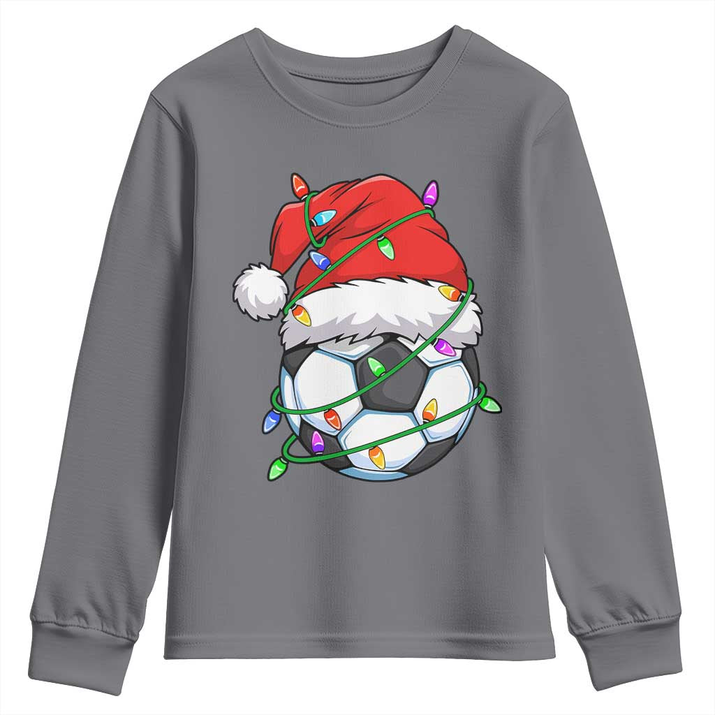 Soccer Christmas Youth Sweatshirt Santa Hat Sports Xmas Pajamas - Wonder Print Shop