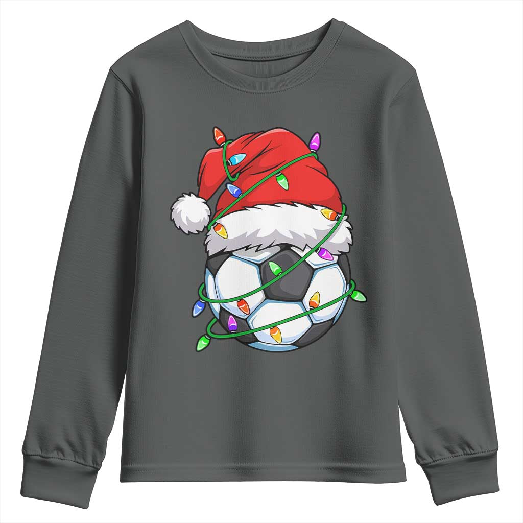 Soccer Christmas Youth Sweatshirt Santa Hat Sports Xmas Pajamas - Wonder Print Shop