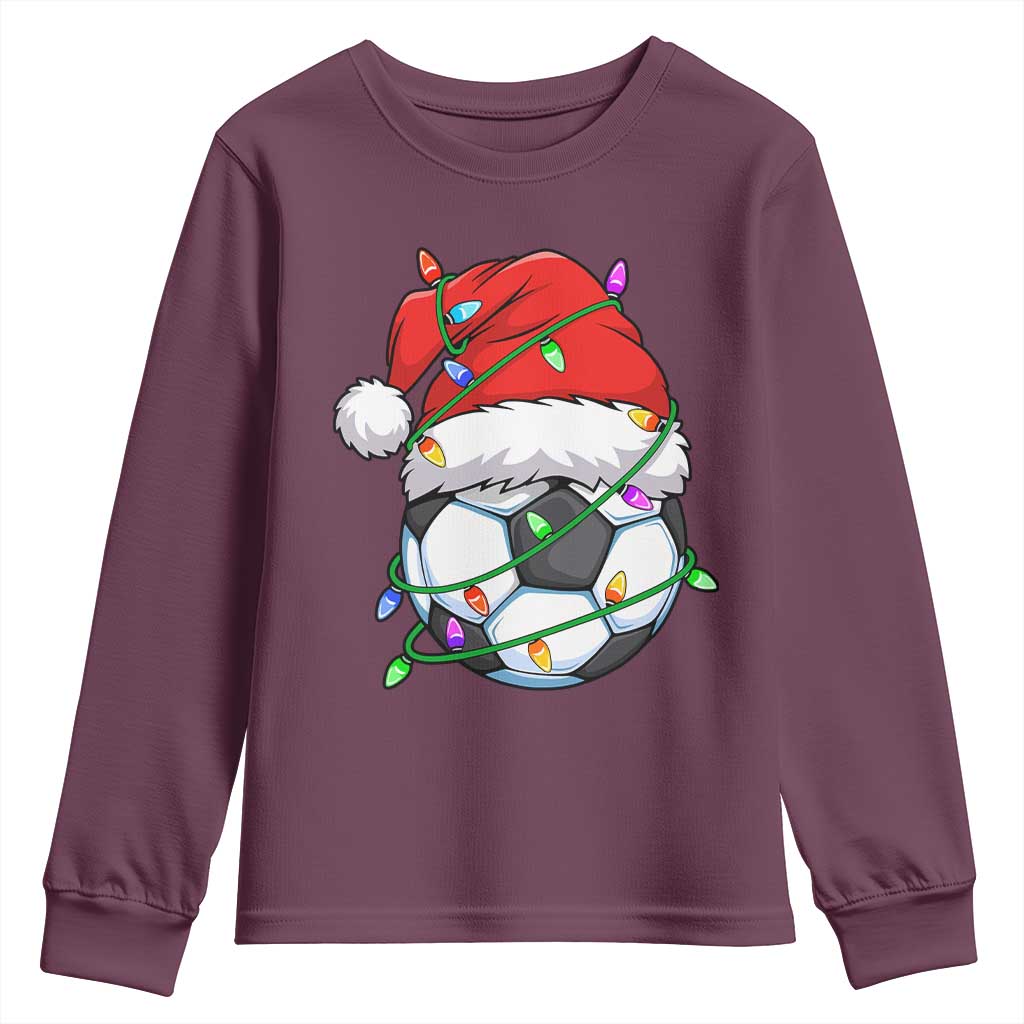 Soccer Christmas Youth Sweatshirt Santa Hat Sports Xmas Pajamas - Wonder Print Shop