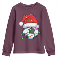 Soccer Christmas Youth Sweatshirt Santa Hat Sports Xmas Pajamas - Wonder Print Shop