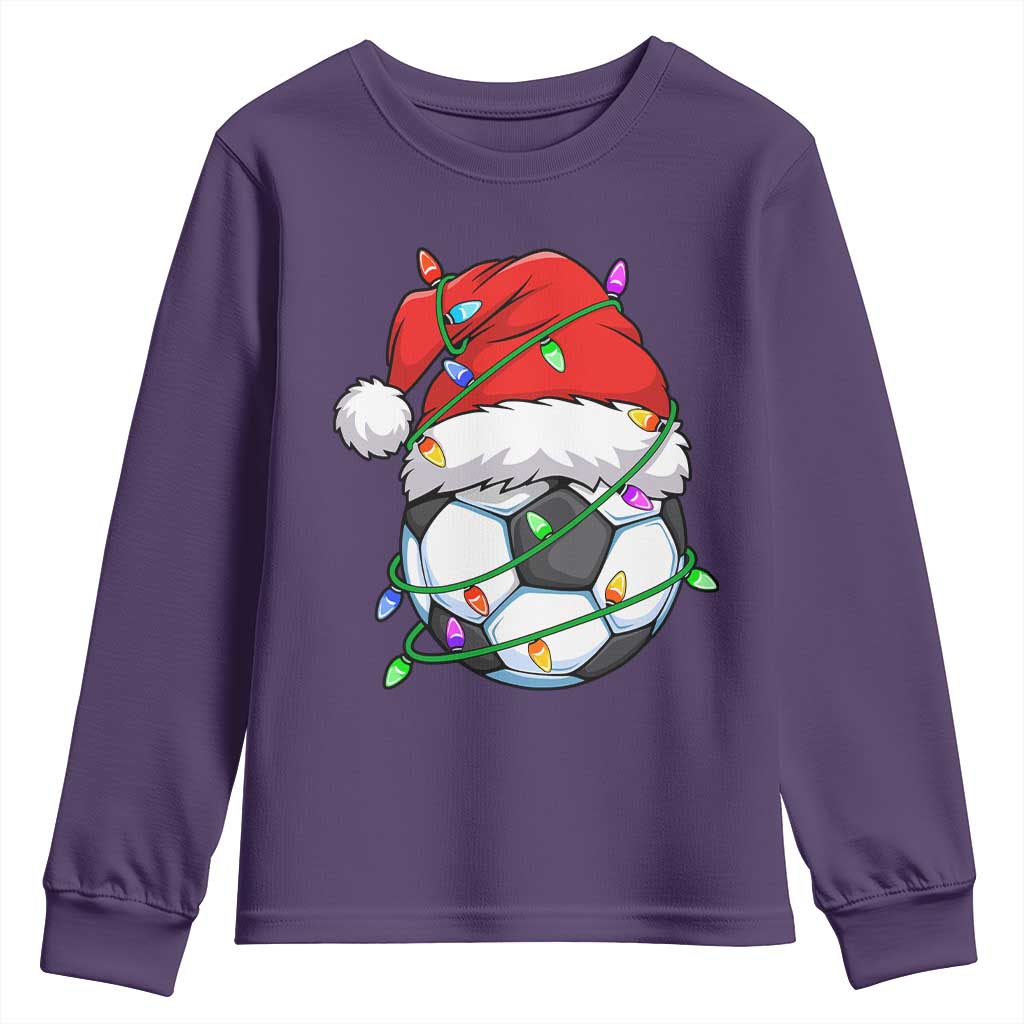 Soccer Christmas Youth Sweatshirt Santa Hat Sports Xmas Pajamas - Wonder Print Shop