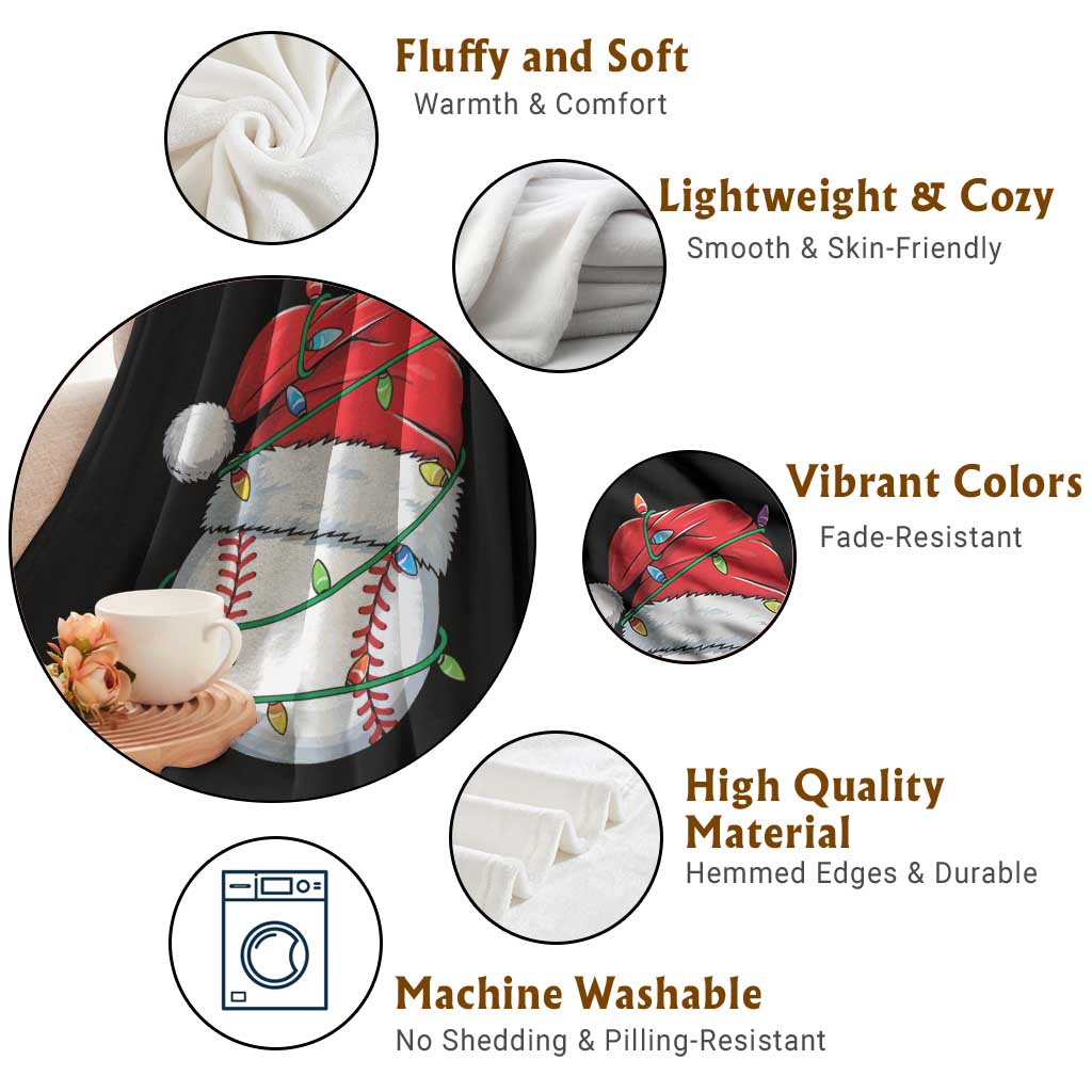 Christmas Baseball Throw Blanket Santa Hat Sports Men Boys Xmas Pajamas - Wonder Print Shop